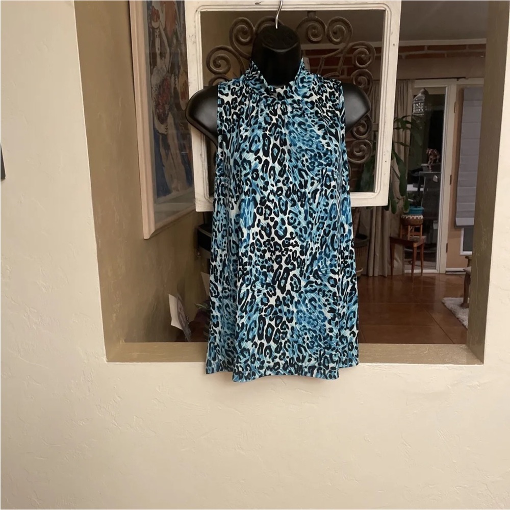 KC Steven’s Blue Animal Print Shirt Size X Large